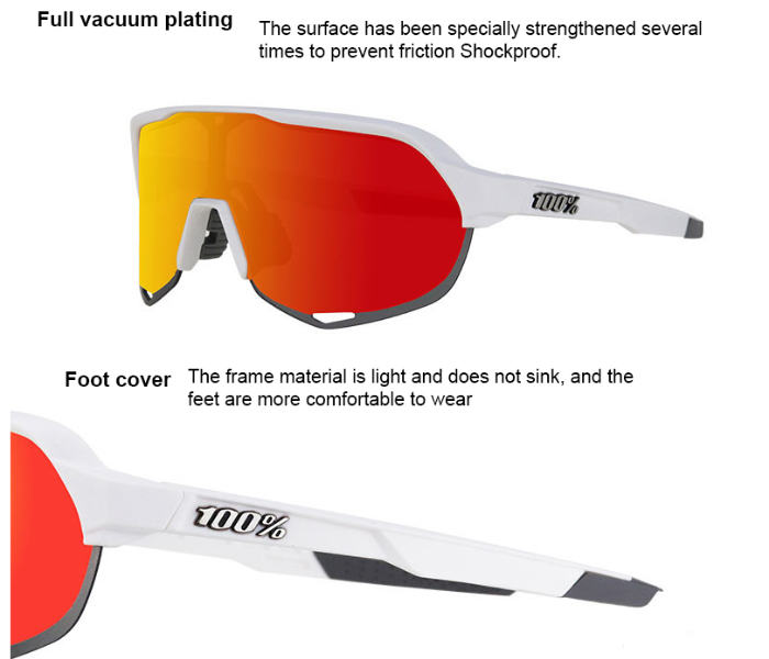  KBY Sagan 100 Percentage S2 Cycling Sunglasses With UV400 Protection 3 Lens Set - Black And Red  - Zoom Image 4