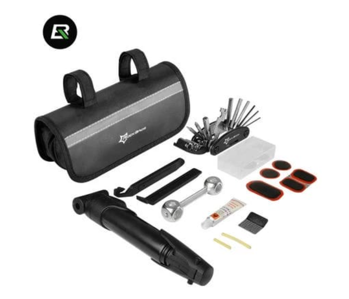 16 in 1 Multi-Functional Portable Bike Repair Tool Kit with Mini Pump - Black - Zoom Image 1