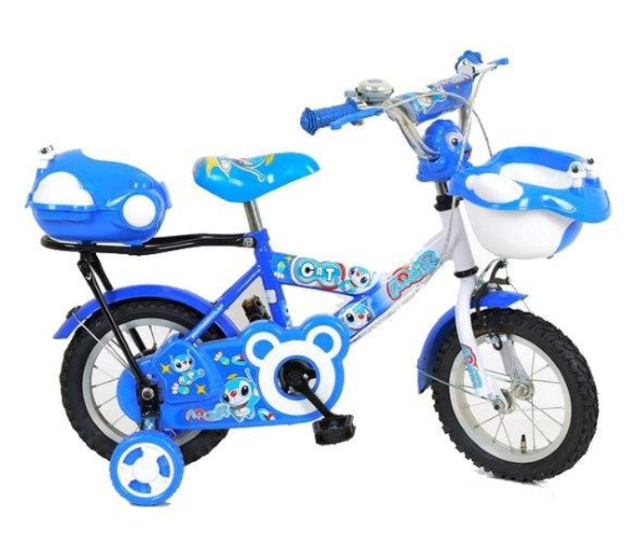 LB12 12 Inch Fast Rolling Bicycle with Basket - Blue and White - Zoom Image