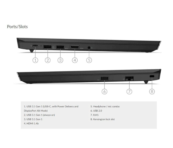 Lenovo Thinkpad E15 G2 20TD00DAD 15.6 Inch FHD Intel Core i5 1135G7 Processor 8GB RAM 256GB SSD Intel Iris Graphics DOS Fingerprint - Black - Zoom Image 3