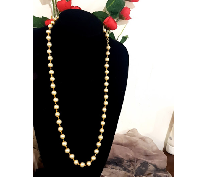 Strabella NC1-24 Beautiful White Beaded Chain for Women - Golden and White - Zoom Image