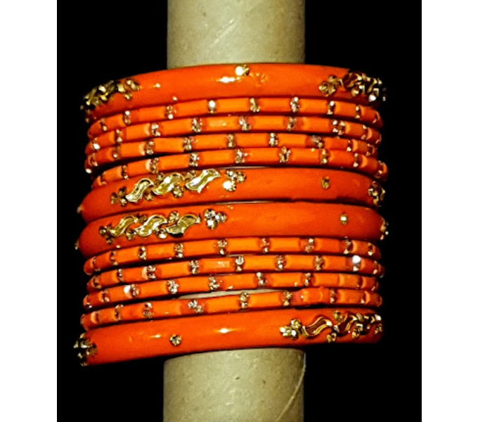 Strabella BL20-3 Beautiful 2.4 Designer Glass Bangles  for Women - Orange - Zoom Image