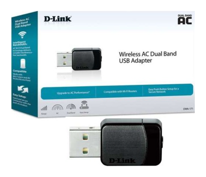 D-link DWA-171 Wireless AC Dual Band USB Adapter - Black and Silver - Zoom Image 1