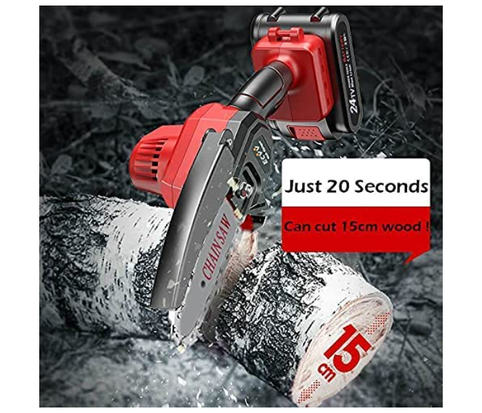 Generic 4 Inch 21V Rechargeable Portable Cordless Mini Chainsaw Handheld Electric Saw for Wood Cutting - Zoom Image 2