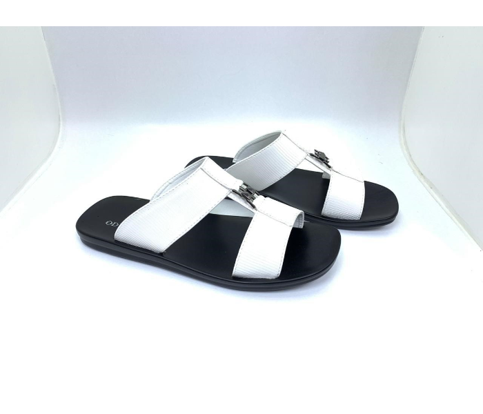 RFashion 1274-20 EU 45 Stylish Flat Sandal for Men - White - Zoom Image