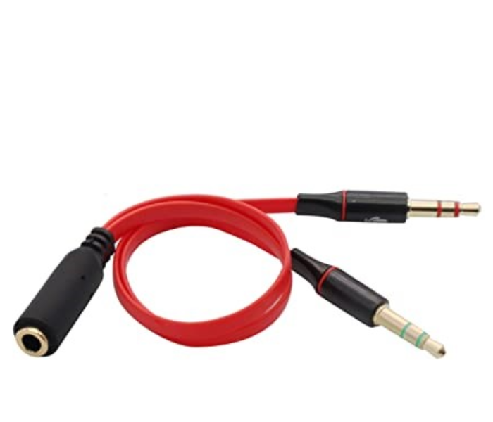 ATCA Audio Adaptor DC3.5 20cm Mic and Headphone to Pin Splitter Cable - Red and Black - Zoom Image