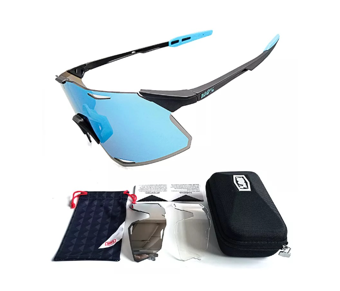 KBY Sagan 100 Percentage S5 Cycling Sunglasses With UV400 Protection 3 Lens Set - Black And Blue - Zoom Image 8