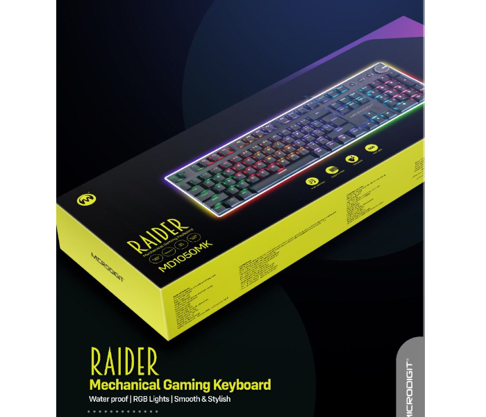 Microdigit MD1050MK Raider Mechanical Water Proof Gaming Keyboard - Black - Zoom Image 2