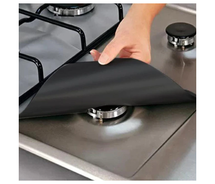 Generic 5 Pieces Easy-Wipe Removable Trimable Stove Protector - Black and Silver - Zoom Image 1