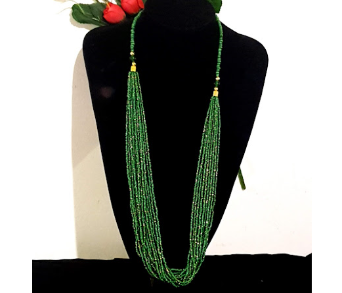 Strabella NC3-07b Beautiful Layered Beaded Necklace With Pendant for Women - Green - Zoom Image