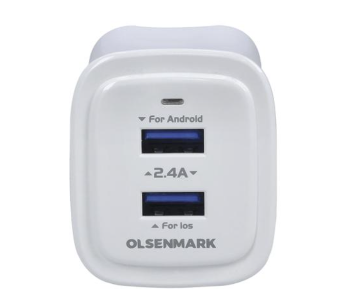 Olsenmark OMPA1822 2 USB Ports Portable Travel Charger - White - Zoom Image 1