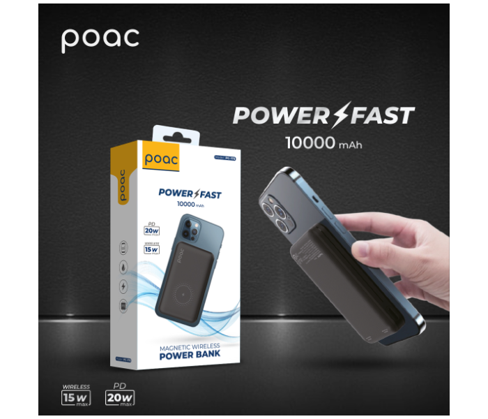 Poac PC-175 15 Watts Magnetic Wireless and 20 Watts PD Powerbank - Black - Zoom Image 7