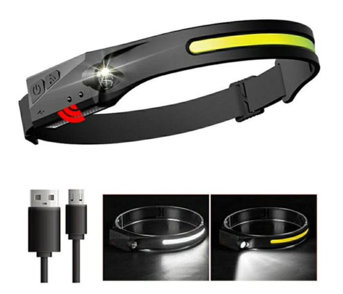 CL-350 Mini COB LED Headlamp Waved Sensor Rechargeable Flashlight Headlight - Black - Zoom Image 2