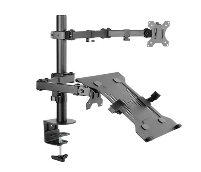 Skill Tech SH-0240KN Dual Desk Top Mount with Lap Holder 13 to 32 Inch Screen - Matte Black - Zoom Image 1