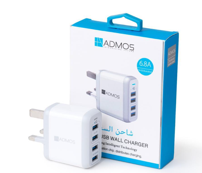 ADMOS Portable 4 Port USB Wall Charger - White - Zoom Image 2