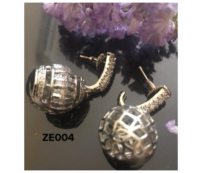 Zewarr ZE004 High Quality White Gold Polish Zicron Stone Studed Earrings for Women - Gold - Zoom Image