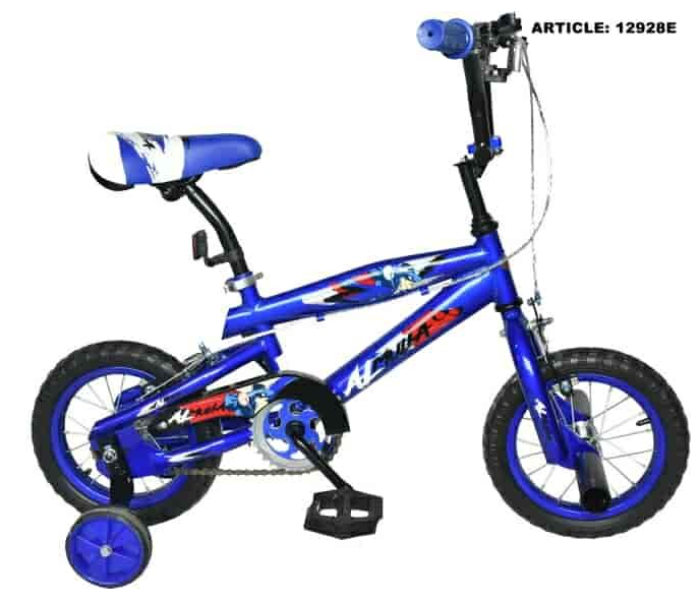 12928E 12 Inch Freestyle Fast Rolling Bicycle with Training Wheels - Black and Blue - Zoom Image