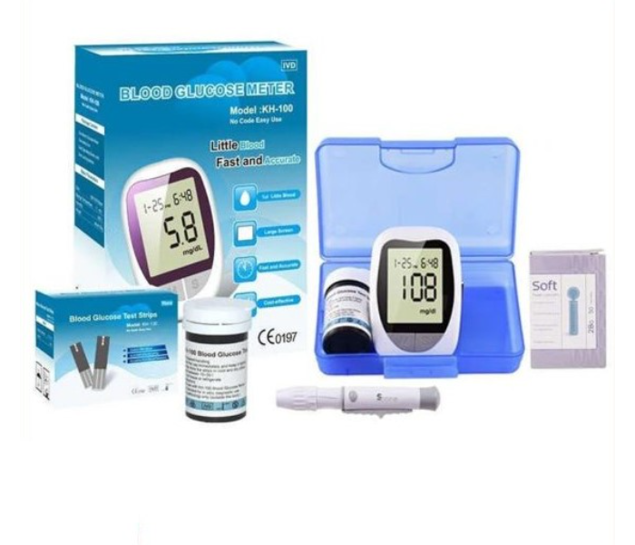 Bison IVD Blood Glucose Meter with Lancets 50 Count and 50 Pieces Blood Glucose Test Strips - Zoom Image 1