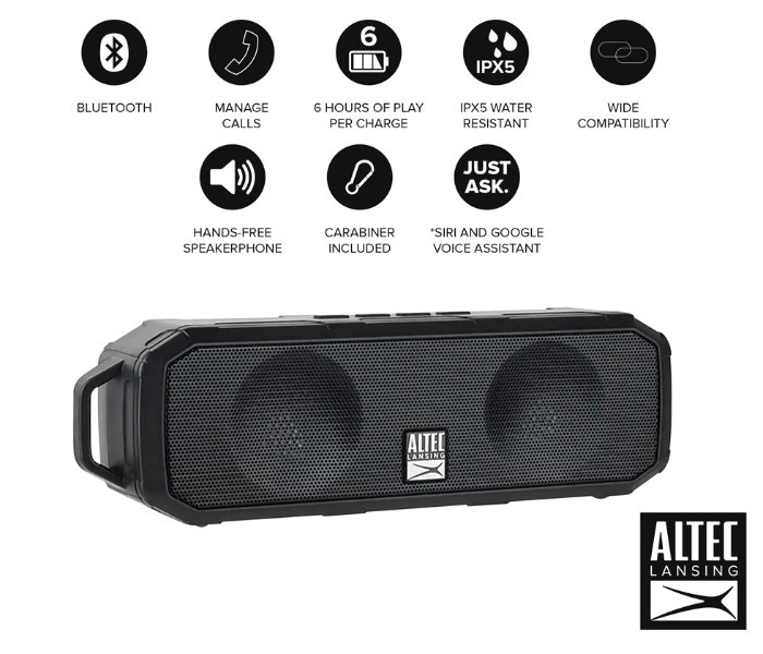 Altec Lansing IMW340N-BLK Fury Wireless Speaker - Black - Zoom Image 2