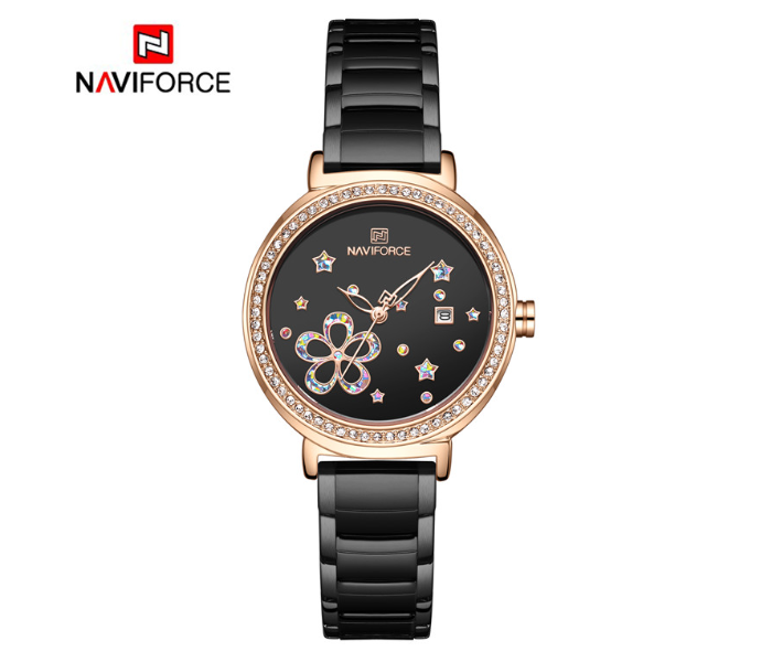 Naviforce 5016 Ladies Stylish Chain Watch - Black - Zoom Image