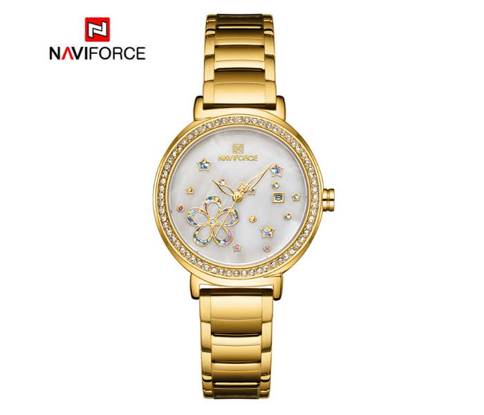 Naviforce 5016 Ladies Stylish Chain Watch - Golden - Zoom Image