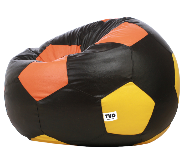 TUD Football XXXL Leatherette Bean Bag - Black Orange and Yellow - Zoom Image 2