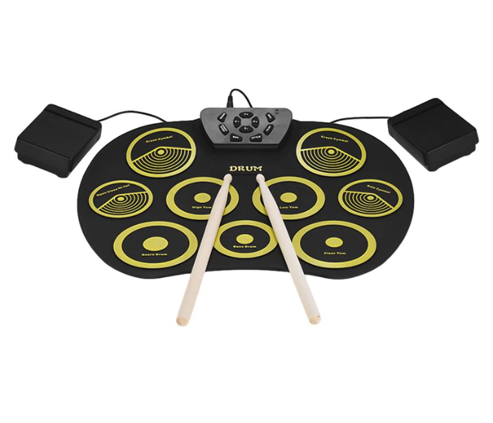 Portable Electronics Drum Set Roll Up Drum Kit 9 Silicone Pads USB Powered With Foot Pedals Drumsticks USB Cable - Black - Zoom Image 2