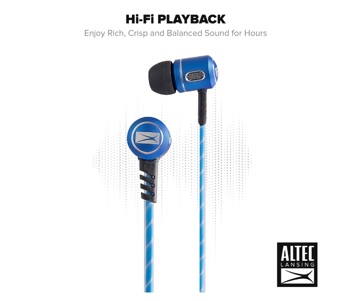 Altec Lansing MZX147-BLU In-Ear Metal Earphones - Blue - Zoom Image 3