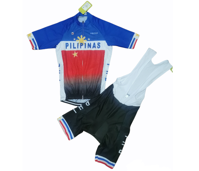 DJ Full Powerband Pilipinas Double XL Design Cycling Bibset Pineaple Fabric 20D Gel Pad - Blue And Black - Zoom Image 1