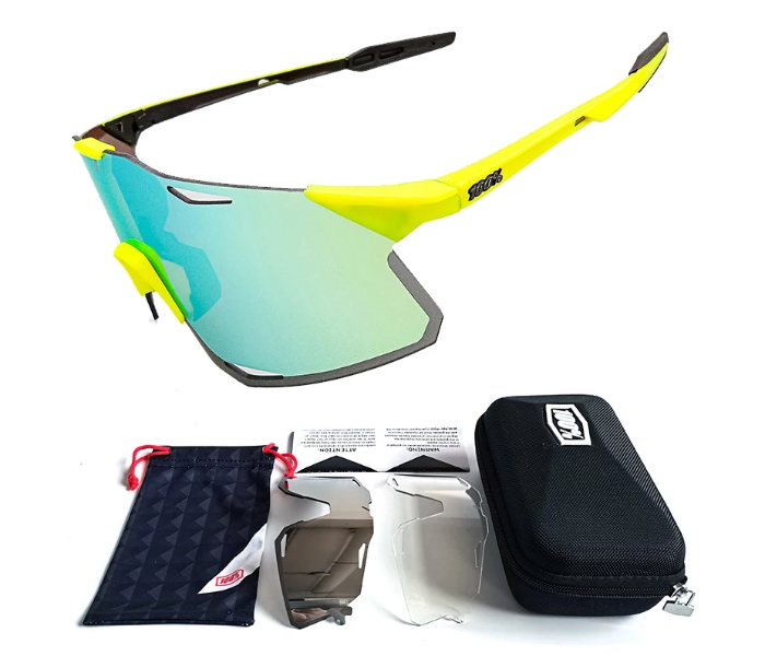 KBY Sagan 100 Percentage S5 Cycling Sunglasses With UV400 Protection 3 Lens Set - Yellow And Mint - Zoom Image 1