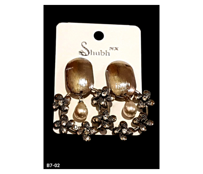 Strabella B7-02 Premium Quality German Silver Earring for Women - Beige - Zoom Image