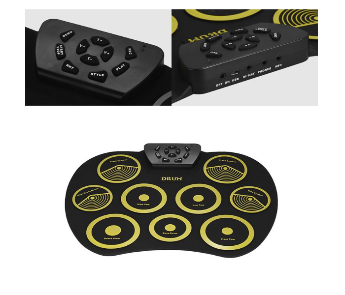 Portable Electronics Drum Set Roll Up Drum Kit 9 Silicone Pads USB Powered With Foot Pedals Drumsticks USB Cable - Black - Zoom Image 5