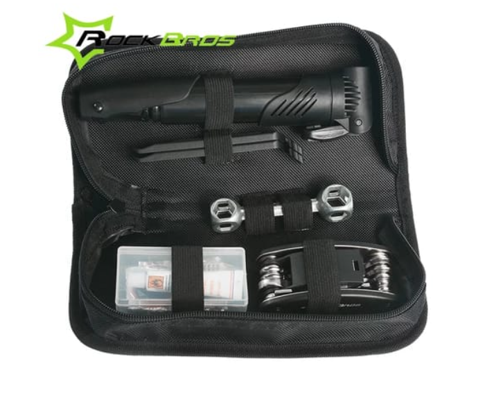 16 in 1 Multi-Functional Portable Bike Repair Tool Kit with Mini Pump - Black - Zoom Image 2