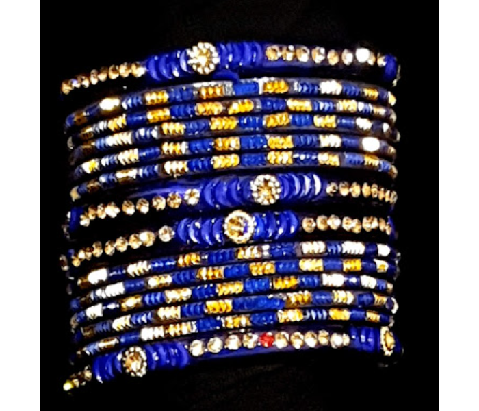 Strabella BL38-1 Beautiful 2.5 Glass Bangles  for Women - Blue - Zoom Image