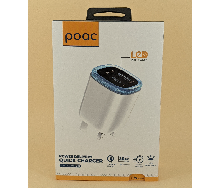 Poac PC-215 30 Watts QC and PD Adaptor - White - Zoom Image 2