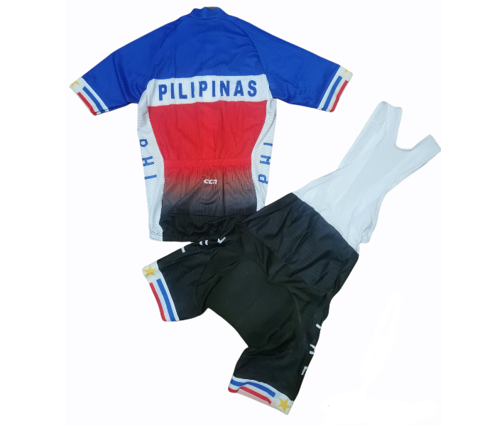 DJ Full Powerband Pilipinas Small Design Cycling Bibset Pineaple Fabric 20D Gel Pad - Blue And Black - Zoom Image 2