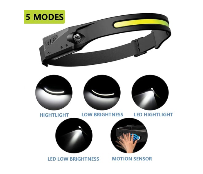 CL-350 Mini COB LED Headlamp Waved Sensor Rechargeable Flashlight Headlight - Black - Zoom Image 4