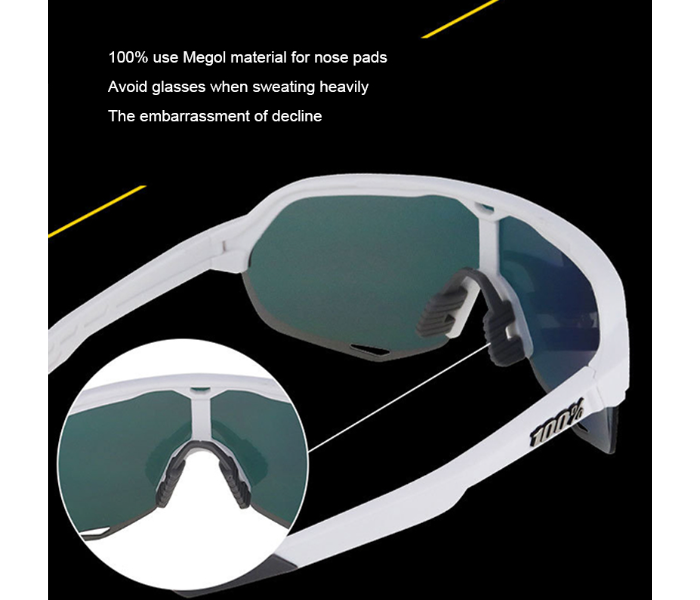  KBY Sagan 100 Percentage S2 Cycling Sunglasses With UV400 Protection 3 Lens Set - White And Blue - Zoom Image 9