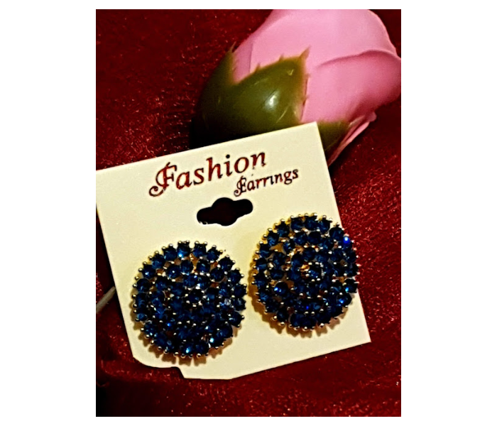 Strabella B3-05b Elegant Full Stoned Earstud for Women -Navy Blue - Zoom Image