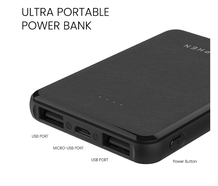 Hyphen HPB-5BLK1944 X Pocket 5000 mAh Power Bank - Black - Zoom Image 5