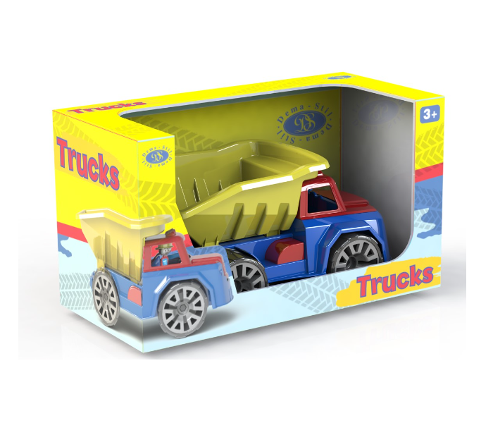 Juwa DS-TRS 2003 Truck Loader with Mans Figure in Box Toys for Kids - Blue and Yellow - Zoom Image