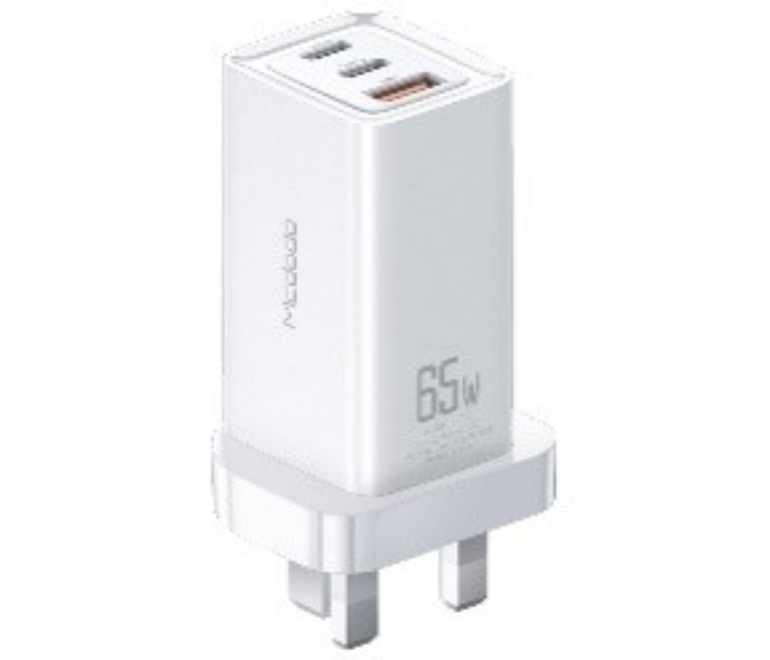 Mcdodo CH-7910 GaN 65W Dual Type-C and USB Mini Size Wall Charger - White - Zoom Image