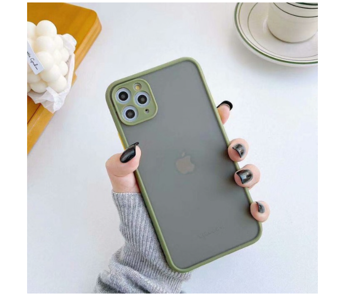 Lab LBTBC004AG Transparent Border Color Fashion Case without Print iPhone 12 Mobile Case - Army Green - Zoom Image 2