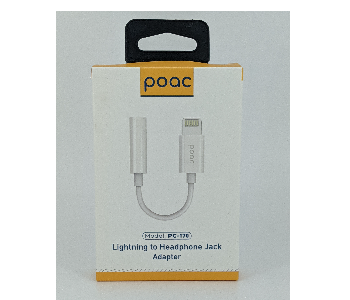 Poac PC-170 Lightning to 3.5MM Headphone Jack Adaptor - White - Zoom Image 1