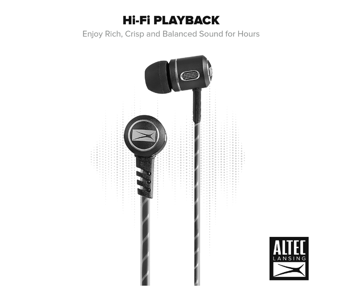 Altec Lansing MZX147-BLK In-Ear Metal Earphones - Black - Zoom Image 3