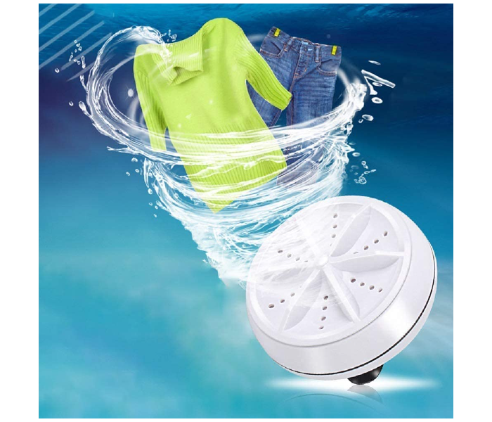 FN- 2 in 1 Ultrasonic Turbo Washing Machine Portable Washer and Rotary Mini Washing Machine - White - Zoom Image 12