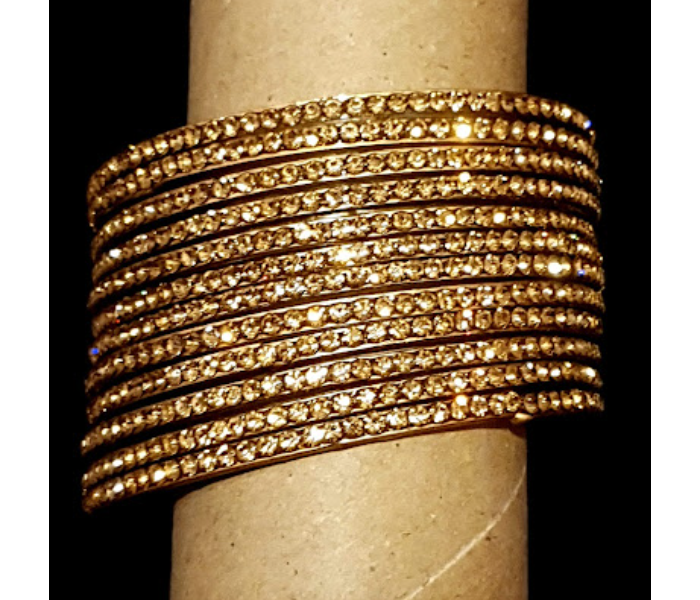 Strabella BL22-5 Designer Glass Bangles With Stones Size 2.7 for Women - Gold - Zoom Image