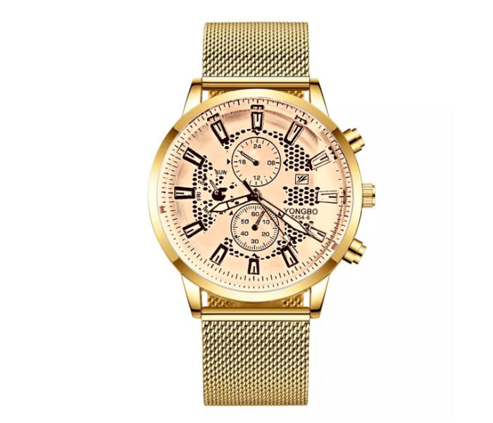 Yongbo Unisex Luxury Fashion Analog Watch - Golden - Zoom Image