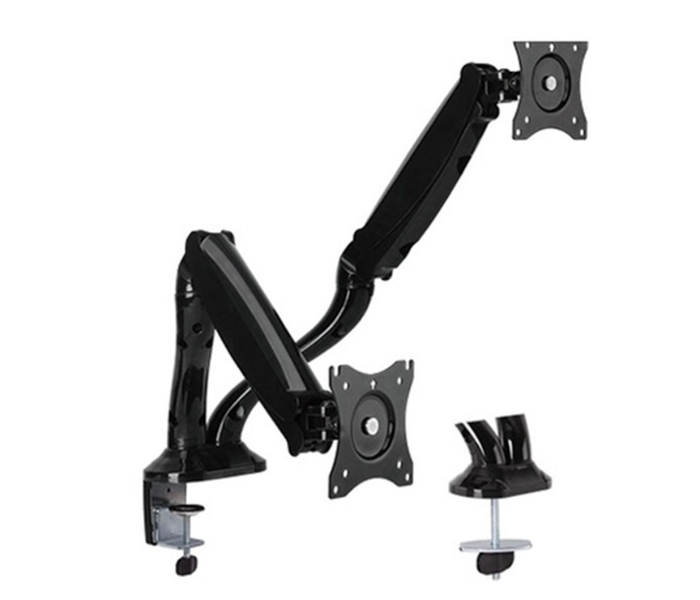 Skill Tech SH-130-C024 Desktop Dual Monitor Arm Mount FOR 13 to 27 Inch Screen - Black - Zoom Image 1