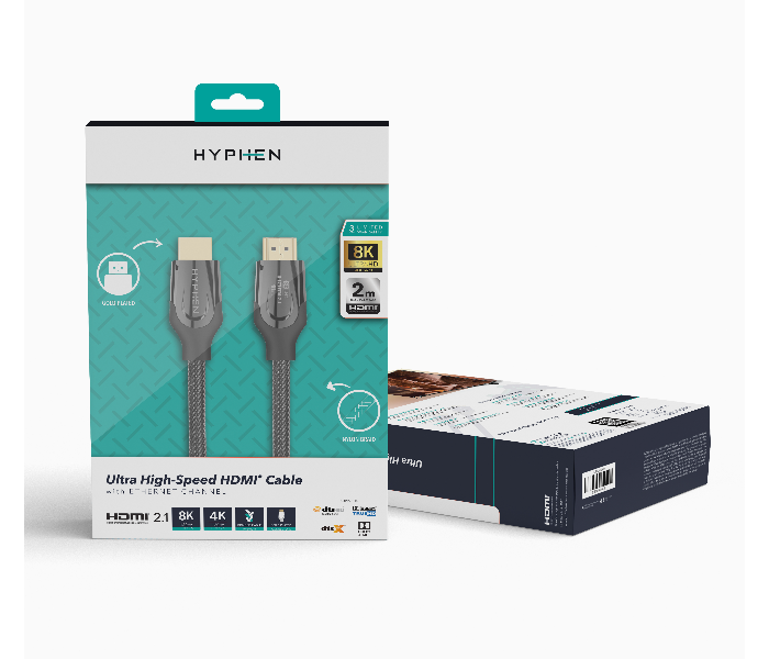 Hyphen HCB-HDMI204748 2M 2.1 Ultra High Speed HDMI Cable - Black - Zoom Image 3